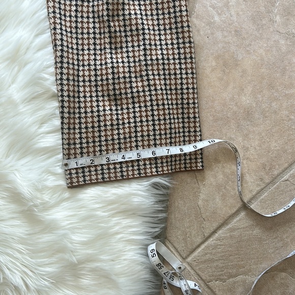 Zara plaid houndstooth brown beige wide leg  pants size - Picture 2 of 4